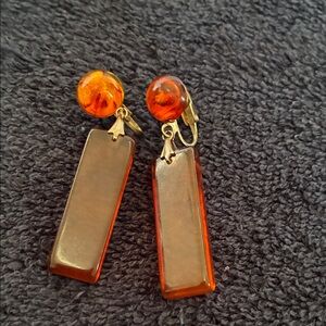 Vintage Amber Clip-On Earrings